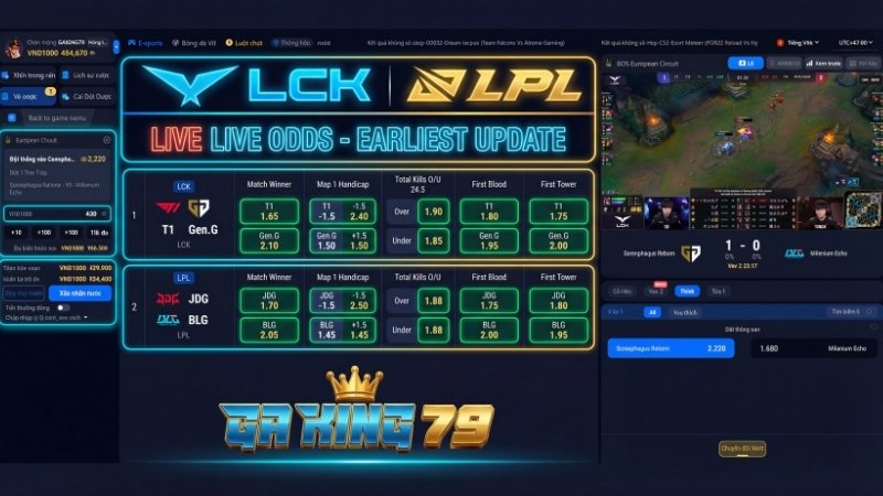 Bảng kèo chi tiết các giải đấu lớn như LCK, LPL luôn được cập nhật sớm nhất.