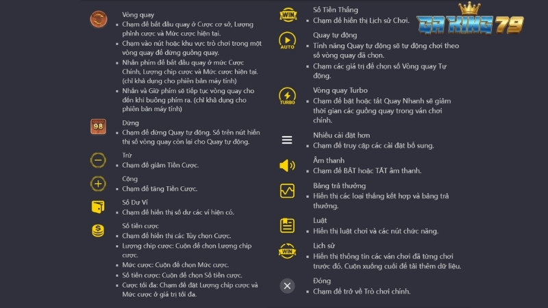 cac nut chuc nang tro choi quyet chien no hu Các nút chức năng Nổ Hũ Quyết Chiến