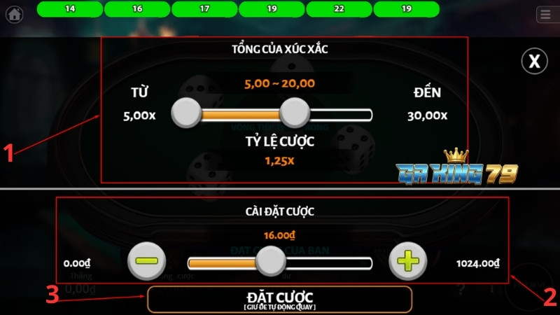 chon muc cuoc va du doan tong diem Chọn mức cược và dự đoán tổng điểm