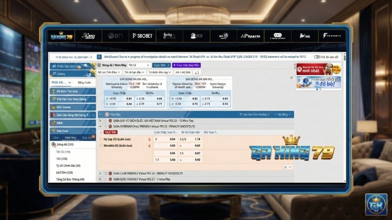 Bảng kèo GAKING79 - Nơi quy tụ những kèo thơm nhất thị trường.