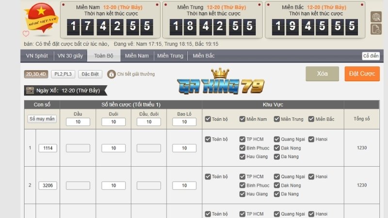 giao dien chon dai quay thuong 3 mien truc quan tai sanh so de viet nam gaking79 Giao diện chọn đài quay thưởng 3 miền trực quan tại sảnh Số Đề Việt Nam GAKING79.