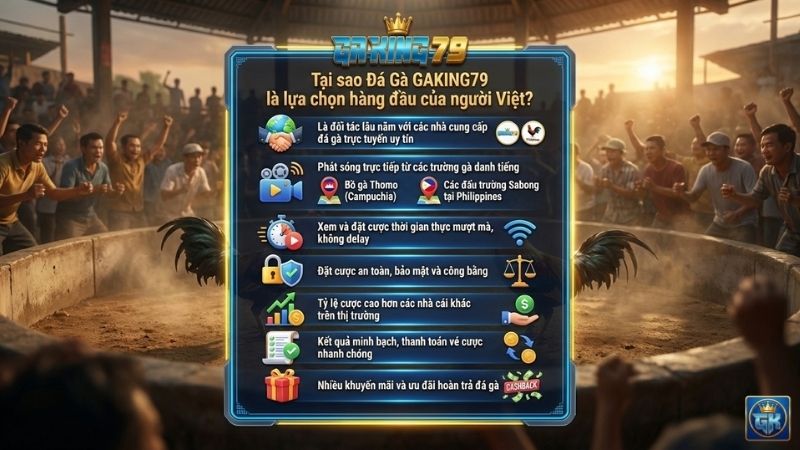 Lý do Đá Gà GAKING79 là lựa chọn hàng đầu của người Việt