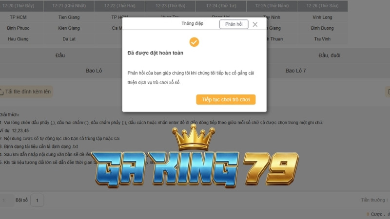 thong bao dat cuoc thanh cong Thông báo đặt cược thành công