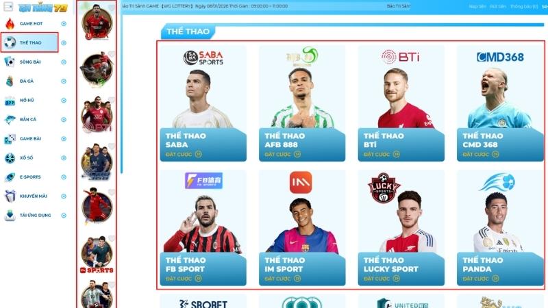 Cách vào mục thể thao và chọn môn bóng rổ