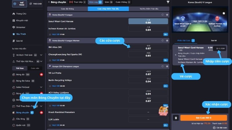 Quy trình đặt cược chi tiết