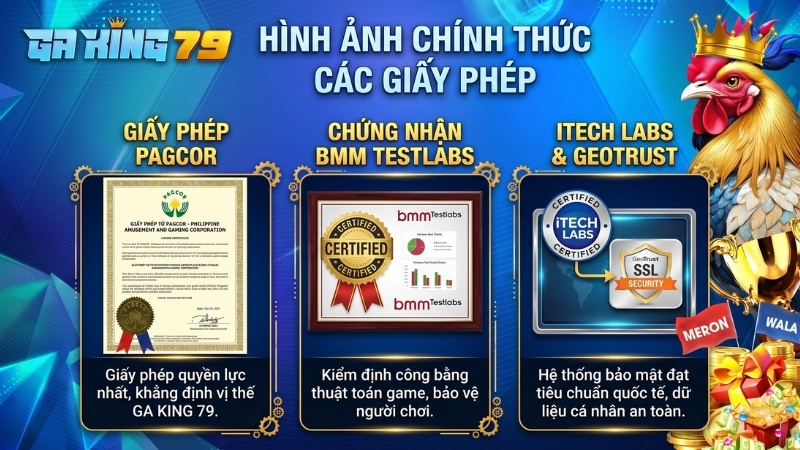 GAKING79 sở hữu đầy đủ giấy phép hoạt động quốc tế minh bạch, tạo niềm tin vững chắc.
