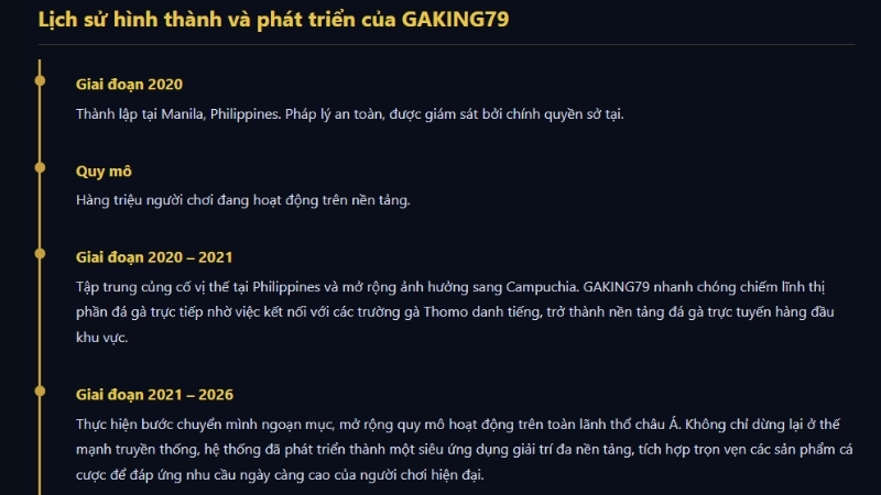 Lịch sử hình thành và phát triển của GAKING79